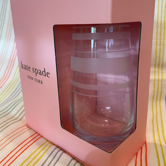 COPY B - Kate Spade Set of 2 Stemless Flutes Hampton Street Champagne Glasses - Picture 4 of 5